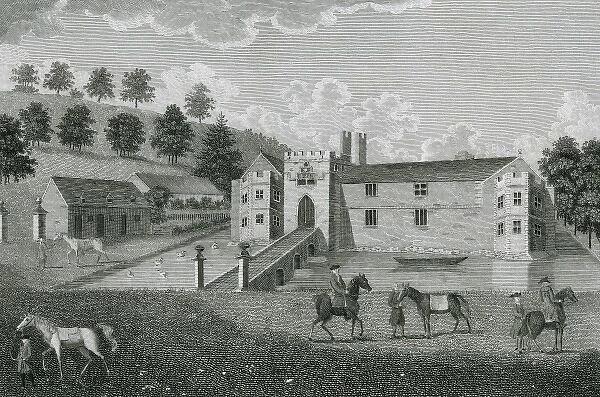 Horsemen try their mounts in the grounds of Himley, Staffordshire, the seat of Viscount Dudley & Ward. Engraving, 1735