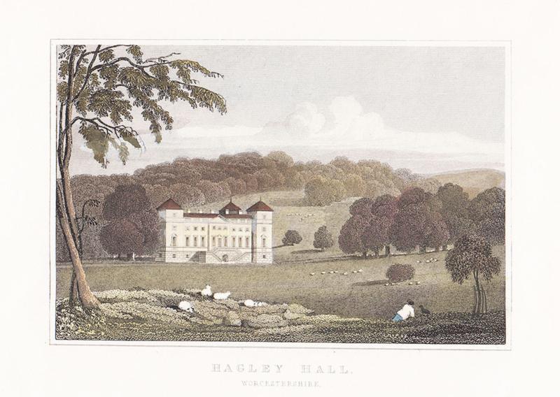 Hagley Hall, J.P. Neale. Circa 1830