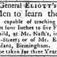 Aris’s Birmingham Gazette, 18th February 1760.